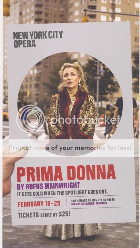 Prima Donna Opera Playbill Color Ad Flyer Rufus Wainwright Mint