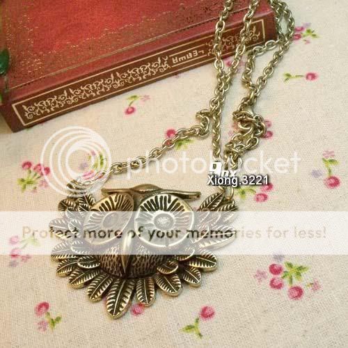 Vintage Retro Gothic Style Owl Head Chain Necklace  
